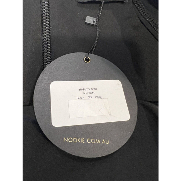 NWT Nookie Harley Mini Dress Women's Size XS BlackAsymmetrical Waist Long Sleeve - Picture 4 of 5